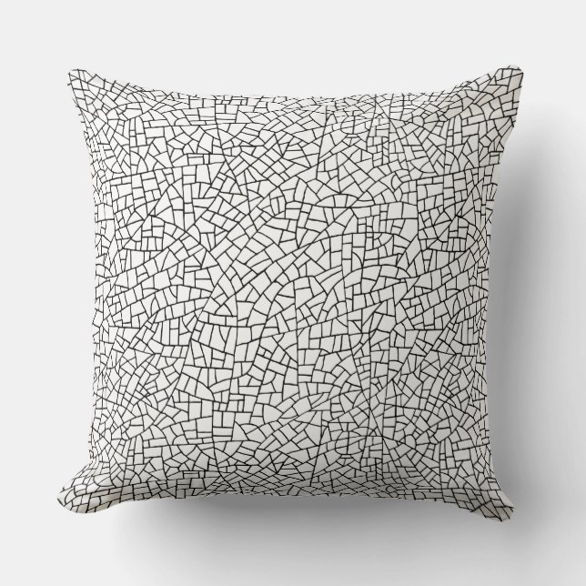 Coussin Motif de craquelure - Noir sur Blanc (Recto)
