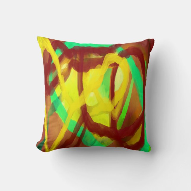 Coussin Motif de croisement couleur marron jaune vert (Recto)