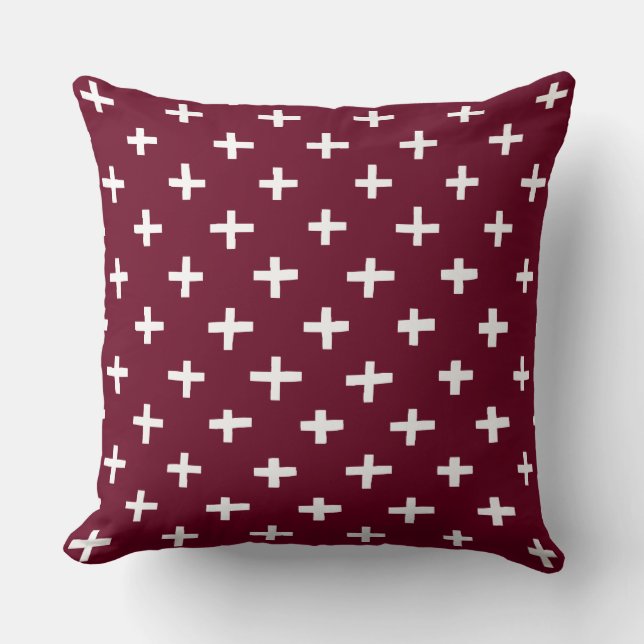 Coussin Motif de croix - Crimson profond (Recto)
