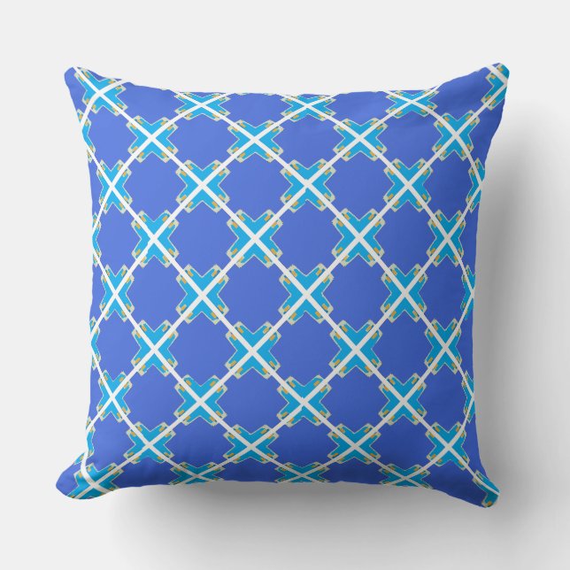 Coussin Motif de croix grecque bleu clair (Recto)