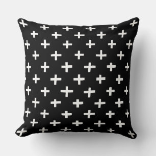 Coussin Motif de croix - Noir