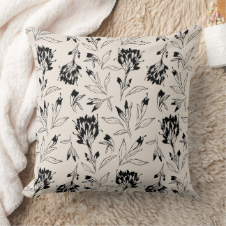 Coussin Motif de croquis botanique floral minimaliste mode