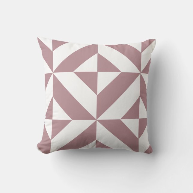 Coussin Motif de cube géométrique Mauve foncé (Recto)