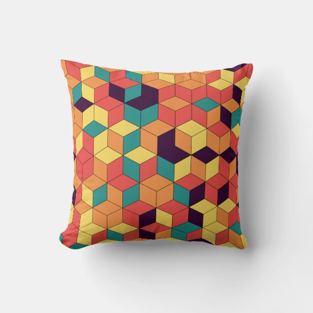 Coussin Motif de cubes de couleur géométrique et transpare (Recto)