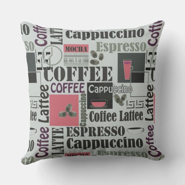 Coussin motif de cuisine rétro pour latte espresso  (Verso)