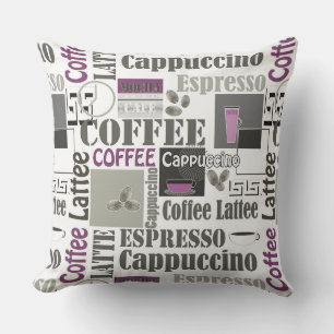 Coussin motif de cuisine rétro pour latte espresso 
