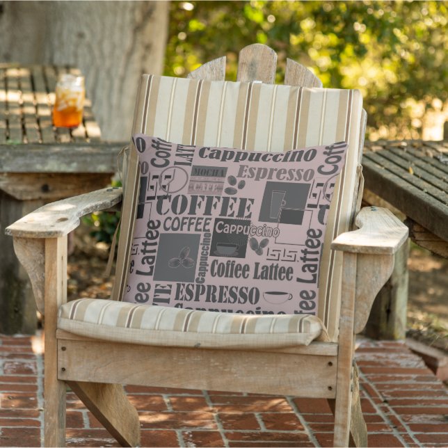 Coussin motif de cuisine rétro pour latte espresso  (Chaise)