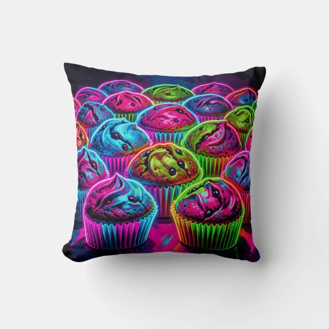 Coussin Motif de cupcakes à néon (Recto)
