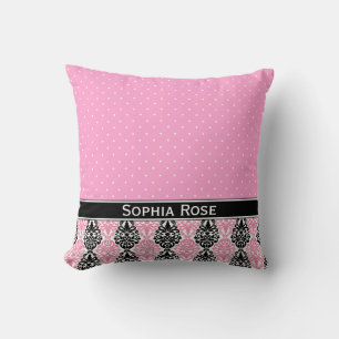 Coussin Motif de Damas Polka Dot tendance avec nom