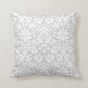Coussin Motif de damassé de gris argenté
