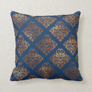 Coussin Motif de damassé d'or d'antiquité d'en cuivre de