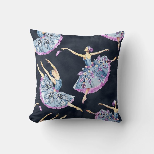 Coussin Motif de danse de ballet, aquarelle pai (Recto)