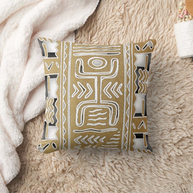 Coussin Motif de danse géométrique Afrocentré Kuba (Créateur téléchargé)
