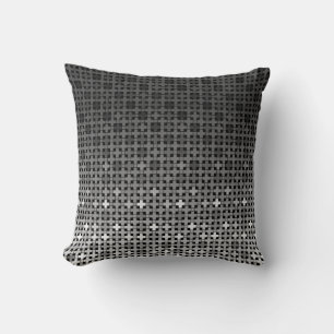 Coussin Motif de dégradé géométrique noir et blanc