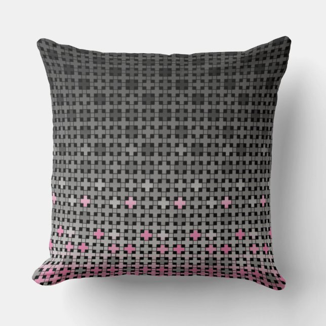 Coussin Motif de dégradé géométrique noir et blanc (Recto)