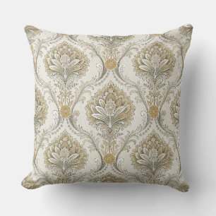Coussin Motif de design floral damassé or luxe sans coutur