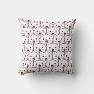 Coussin Motif de dessin animé de visage de chat blanc magn