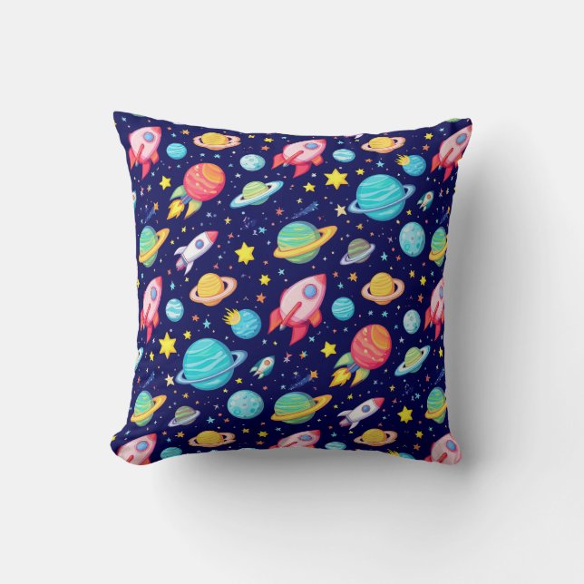 Coussin Motif de dessin animé spatial coloré (Recto)