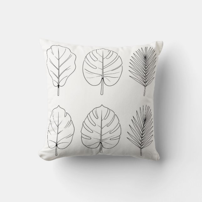 Coussin Motif de dessin de feuilles tropicales (Recto)