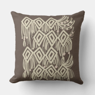 Coussin Motif de dessin de tricot bohème en macramé