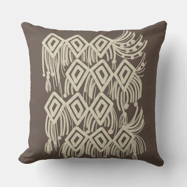 Coussin Motif de dessin de tricot bohème en macramé (Recto)