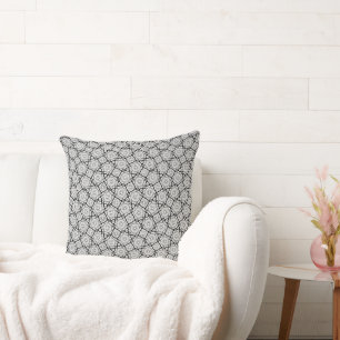 Coussin Motif de dessin géométrique noir et blanc complexe