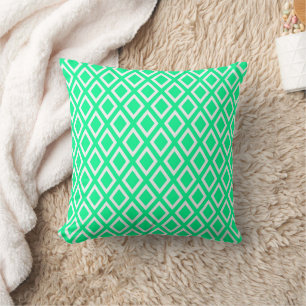 Coussin Motif de diamant géométrique vert menthe