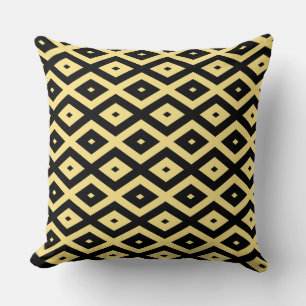 Coussin Motif de diamant jaune citron et noir