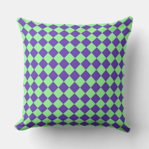 Coussin Motif de diamant Purple Green Checker