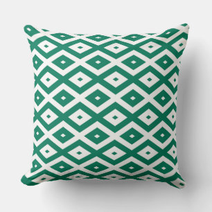 Coussin Motif de diamant vert et blanc