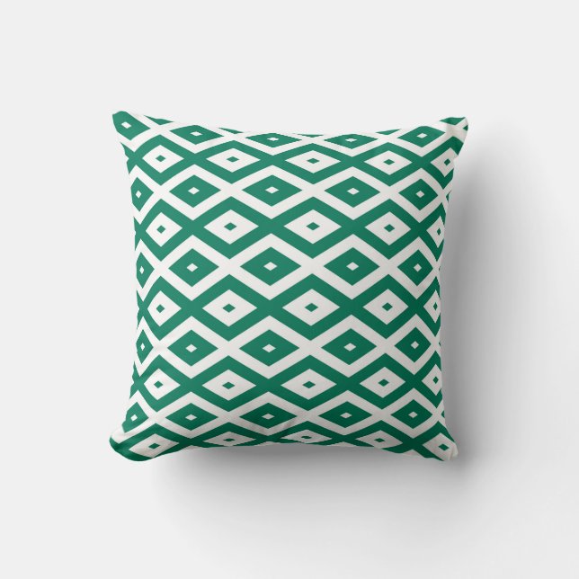 Coussin Motif de diamant vert et blanc (Recto)