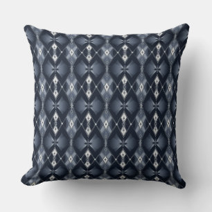 Coussin Motif de diamants bleu et argent de la marine