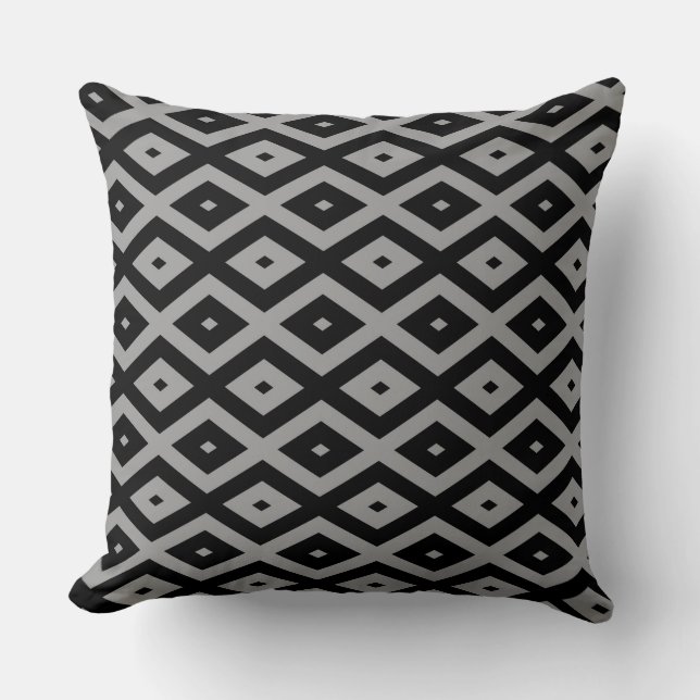 Coussin Motif de diamants gris et noir (Recto)