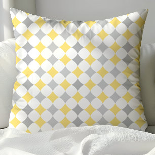 Coussin Motif de diamants jaunes et gris chic