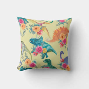 Coussin Motif de dinosaures à l'aquarelle. ba sans mer