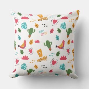 Coussin Motif De Dodle Coloré Animaux Et Mots