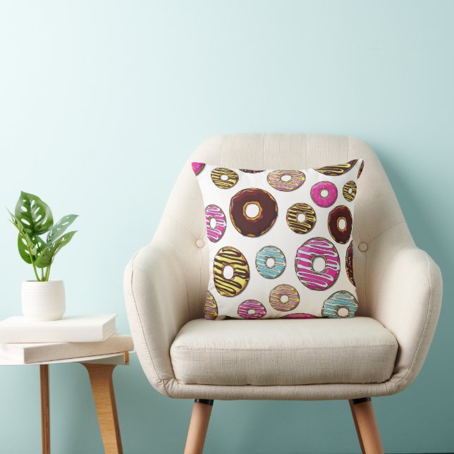 Coussin Motif De Donuts, Donuts Colorés, Saupoudrages (Chaise)