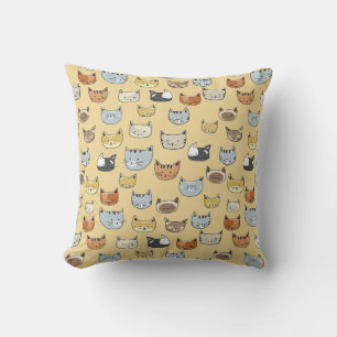 Coussin Motif de Doodle visage de chat