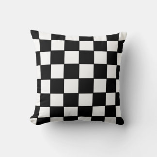 Coussin Motif de drapeau à carreaux noir et blanc