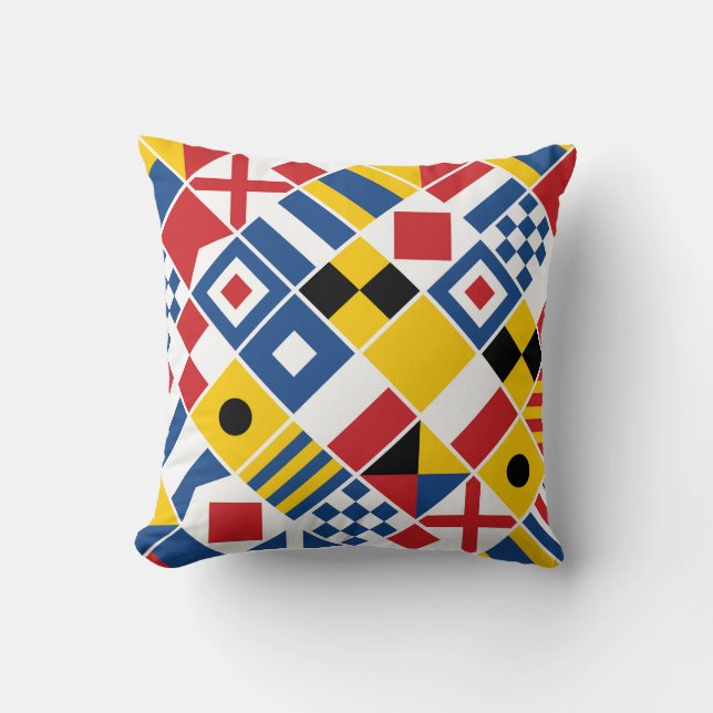 Coussin Motif de drapeaux de signal nautique (Recto)