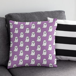 Coussin Motif de fantôme violet heureux Halloween Boo