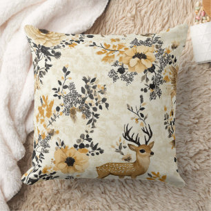 Coussin Motif de faon de la forêt automnale