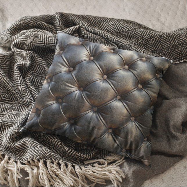 Coussin Motif de faux cuir noir capitonné (Créateur téléchargé)