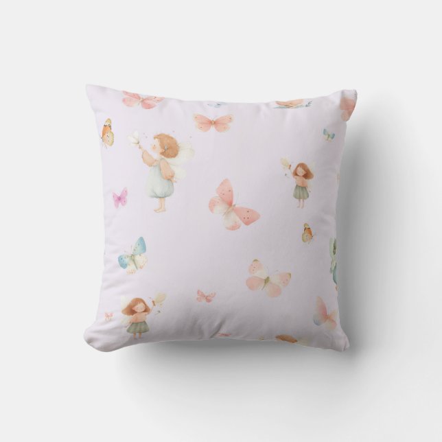 Coussin Motif de fée pastel Design de nurserie papillon mi (Recto)