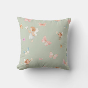Coussin Motif de fée pastel, design de papillon mignon pou