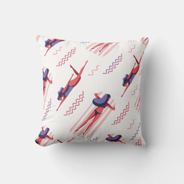 Coussin Motif de femme de natation (Recto)