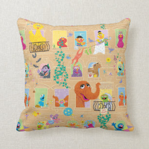 Coussin Motif de fenêtres d'appartement de Sesame Street