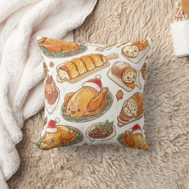 Coussin Motif de festin de fête | Nourriture de vacances m (Couverture)