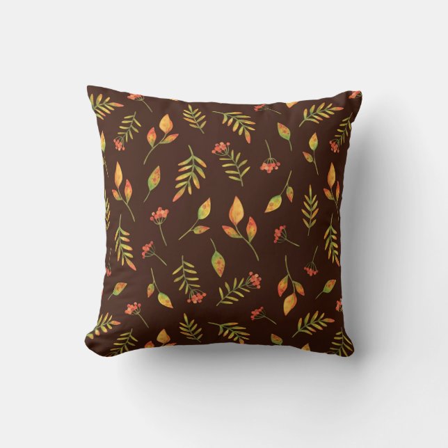 Coussin Motif de feuillage d'automne - Décoration rustique (Recto)