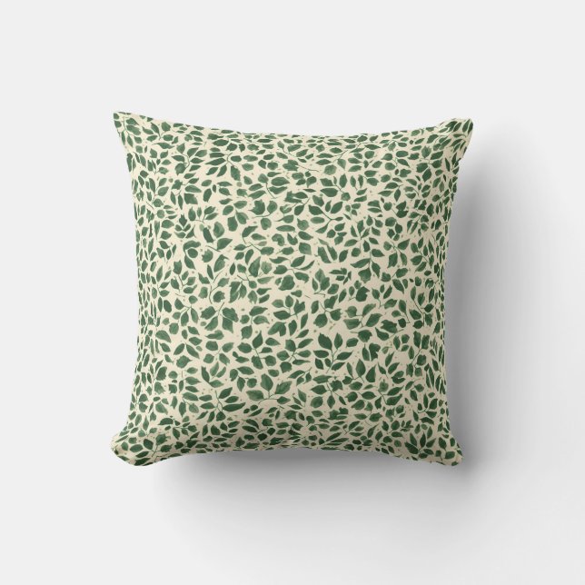 Coussin Motif de feuillage de feuilles botaniques vert sau (Recto)